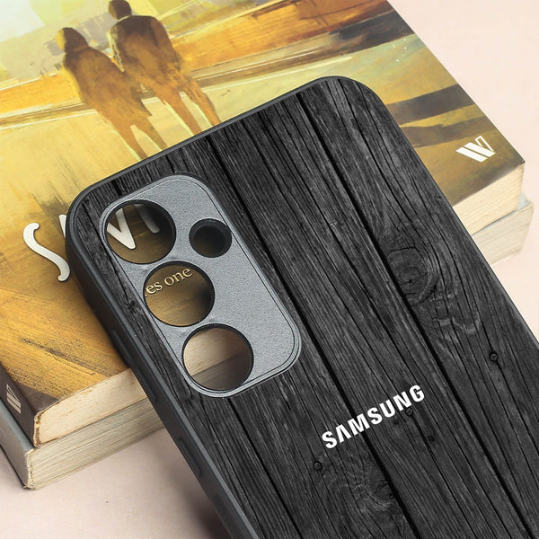 Dark Wood metal back case for Samsung A35