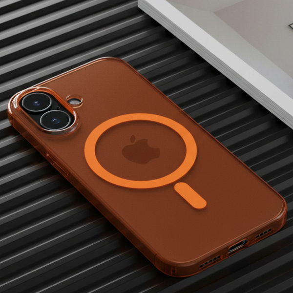 Orange Shine Paper Magsafe Case for Apple Iphone 17