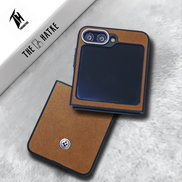 Brown Classy Leather Case for Samsung Galaxy Z FLIP 6