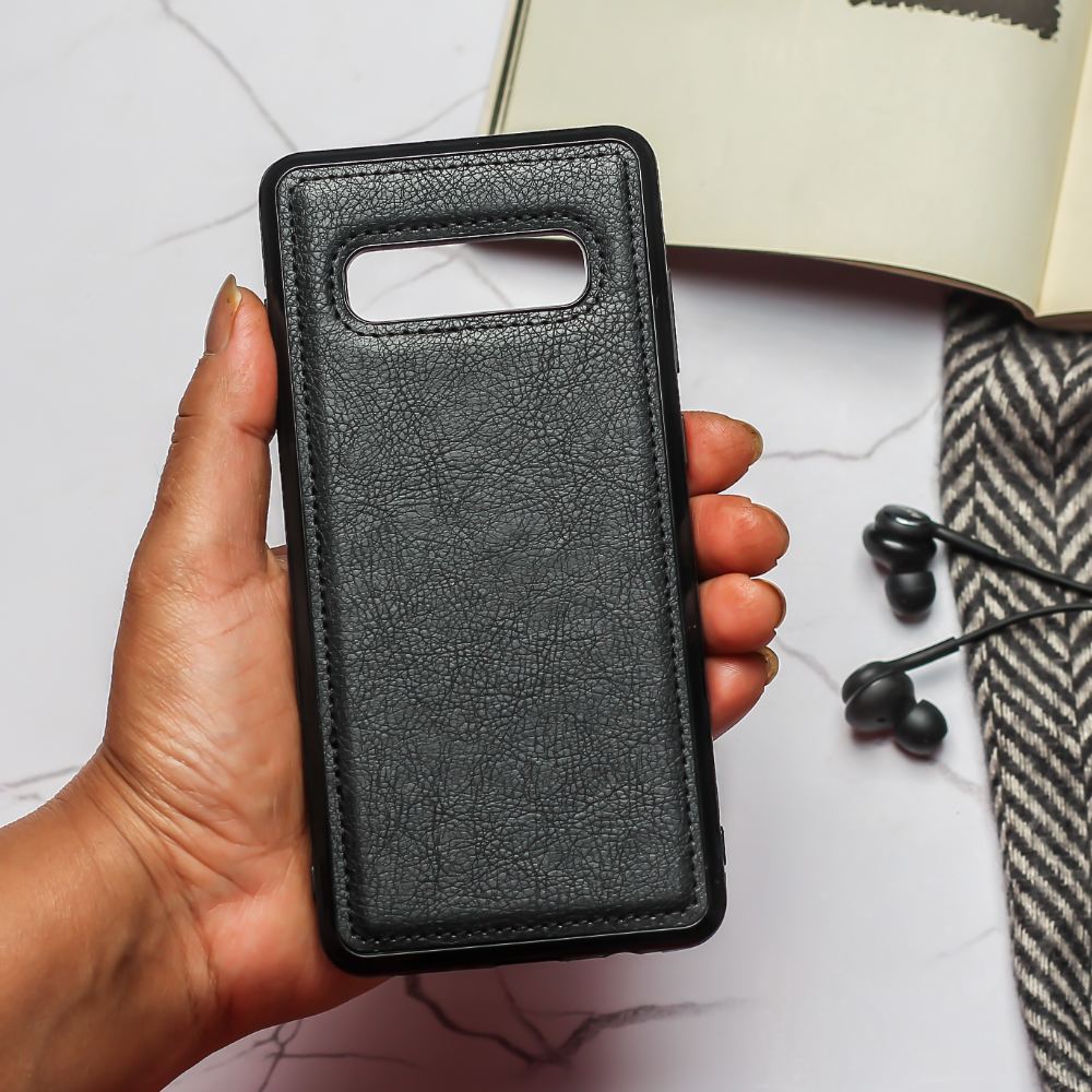 Puloka Black Leather Case for Samsung S10 plus - Main Image