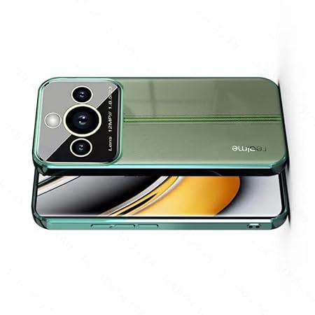 Luxury Plating Green Camera Protection Transparent Case for Realme 11 pro
