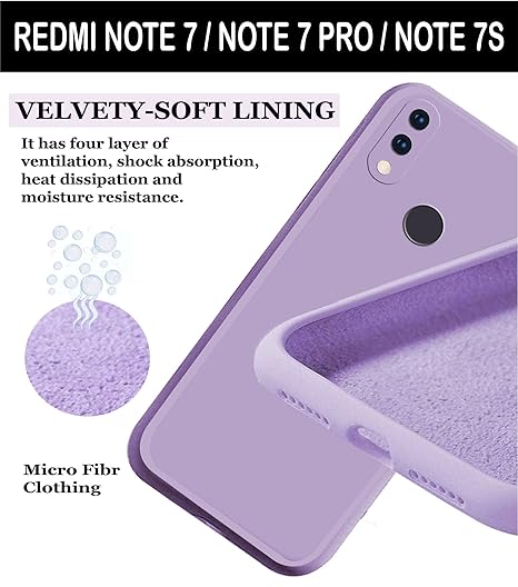 Purple Camera Original Silicone Case for Redmi Note 7 Pro