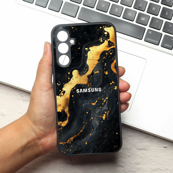 Black Gold Blaze  metal back case for Samsung A34