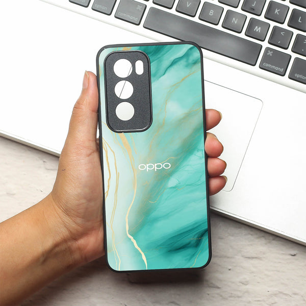 Green Luxe Marble metal back case for Oppo Reno 12