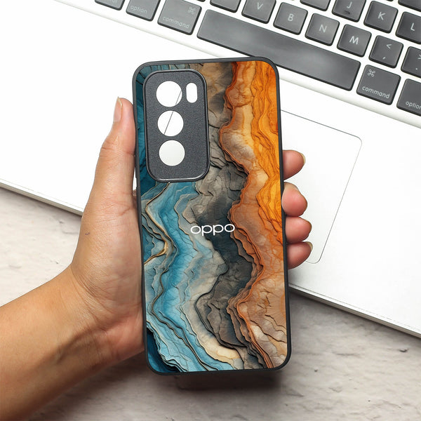 Layered Marble metal back case for Oppo Reno 12