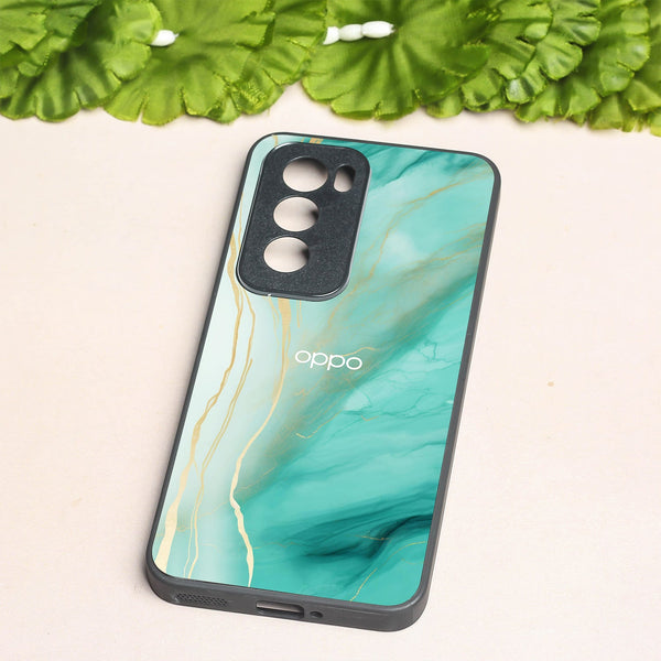 Green Luxe Marble metal back case for Oppo Reno 12