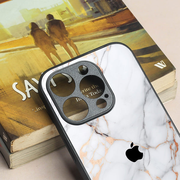 Copper Luxe Marble metal back case for Apple Iphone 16 Pro