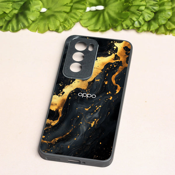 Black Gold Blaze  metal back case for Oppo Reno 12