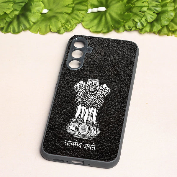 Black Satyamev Jayate metal back case for Samsung A34
