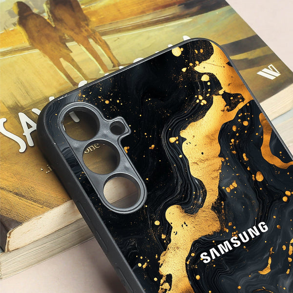 Black Gold Blaze  metal back case for Samsung A34