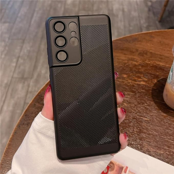 BREATHING BLACK Silicone Case for Samsung S23 Ultra - The Hatke