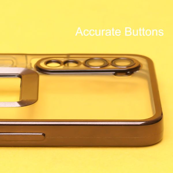 Black 6D Chrome Logo Cut Transparent Case for Oneplus Nord - The Hatke