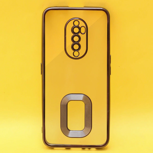 Black 6D Chrome Logo Cut Transparent Case for Oppo Reno 2F - The Hatke