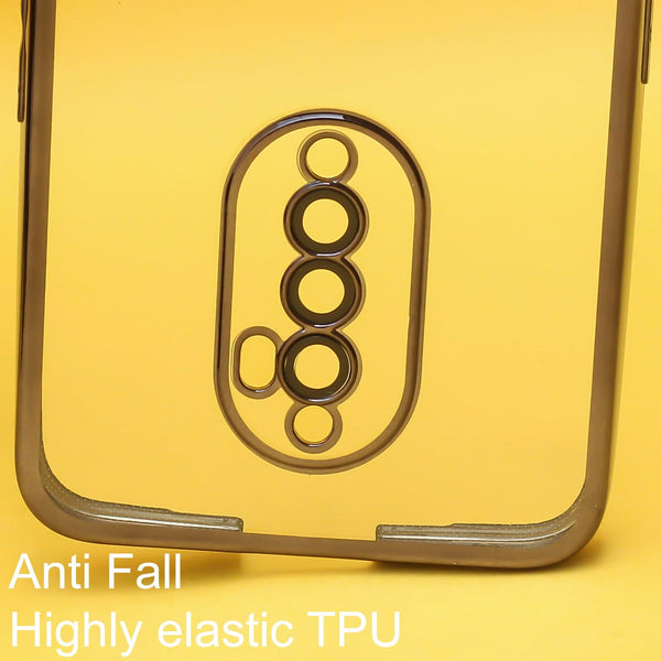 Black 6D Chrome Logo Cut Transparent Case for Oppo Reno 2F - The Hatke