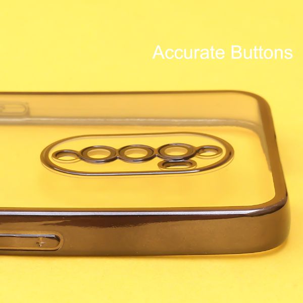 Black 6D Chrome Logo Cut Transparent Case for Oppo Reno 2F - The Hatke