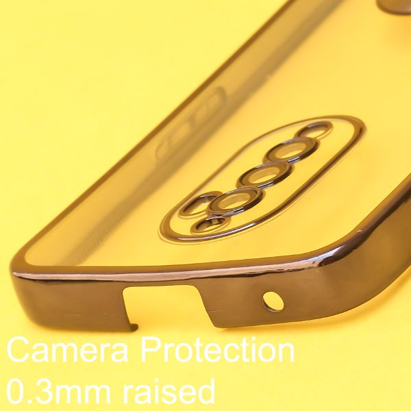 Black 6D Chrome Logo Cut Transparent Case for Oppo Reno 2F - The Hatke