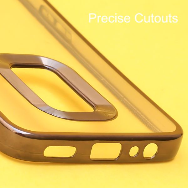 Black 6D Chrome Logo Cut Transparent Case for Oppo Reno 2F - The Hatke