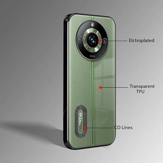 Black 6D Chrome Logo Cut Transparent Case for Realme 11 Pro Plus - The Hatke