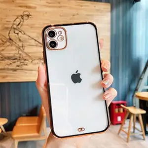 Black Electroplated Transparent Case for Apple iphone 12 Mini - The Hatke