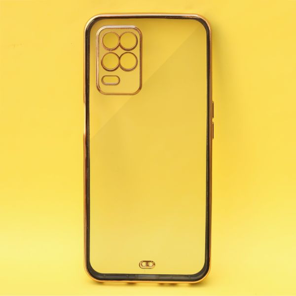 Black Electroplated Transparent Case for Realme 8 - The Hatke