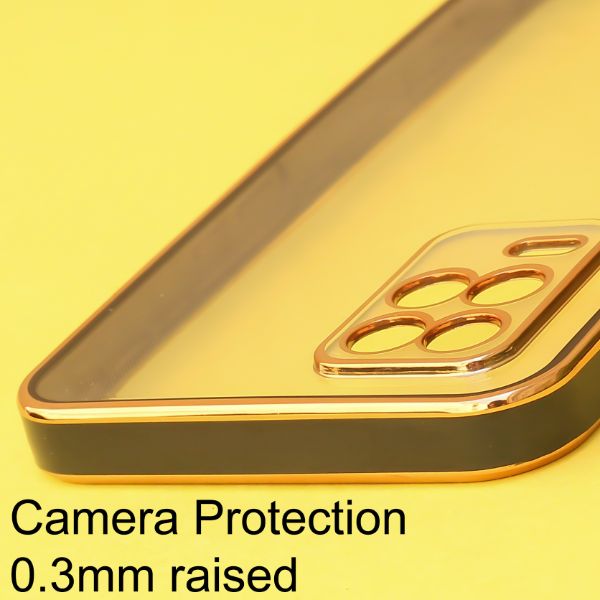Black Electroplated Transparent Case for Realme 8 - The Hatke