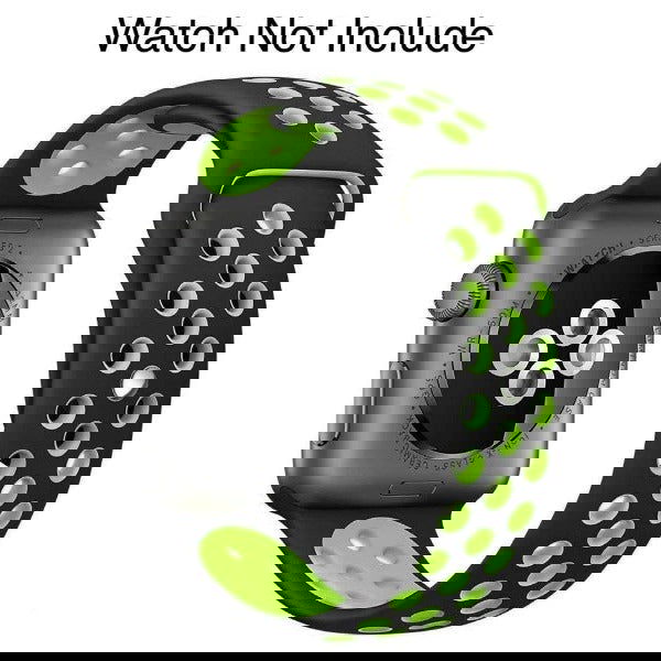 Black Green Dotted Silicone Strap For Apple Iwatch (42mm/44mm) - The Hatke