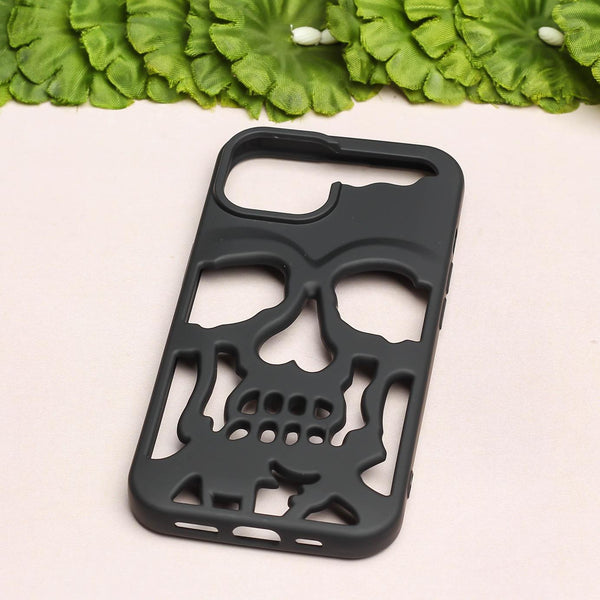 Black Hollow Skull Design Silicone case for Apple iphone 13 - The Hatke