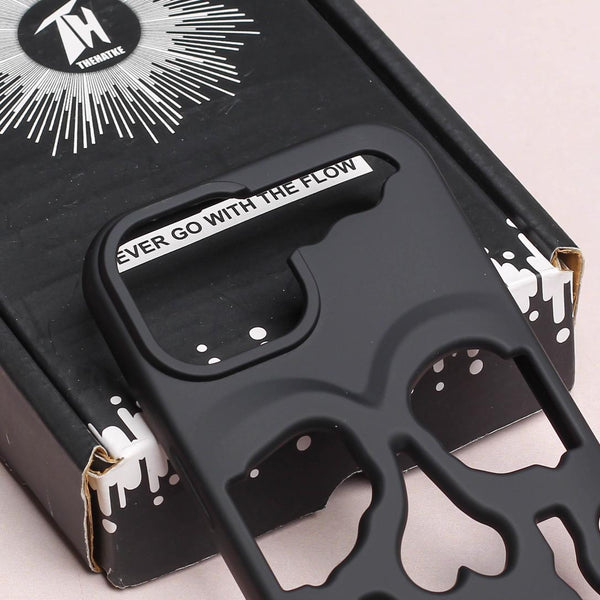 Black Hollow Skull Design Silicone case for Apple iphone 13 - The Hatke