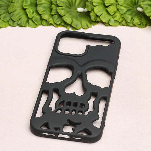 Black Hollow Skull Design Silicone case for Apple iphone 15 Pro Max - The Hatke