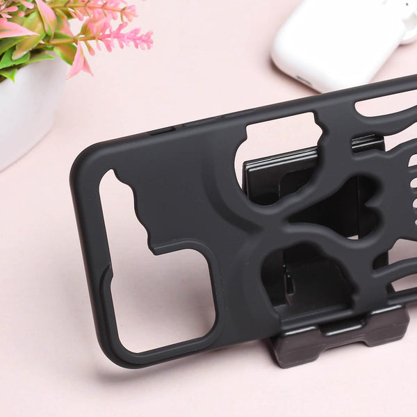 Black Hollow Skull Design Silicone case for Apple iphone 15 Pro Max - The Hatke