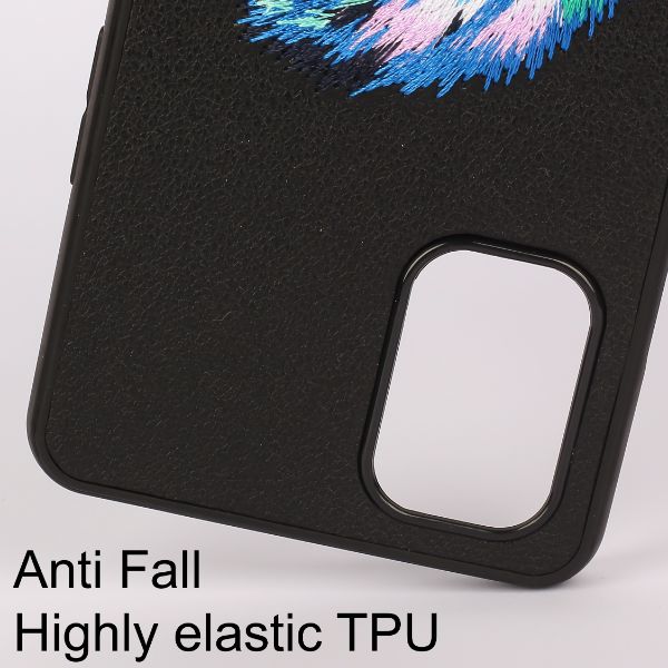 Black Leather Blue Eagle Ornamented for Oneplus 9R - The Hatke
