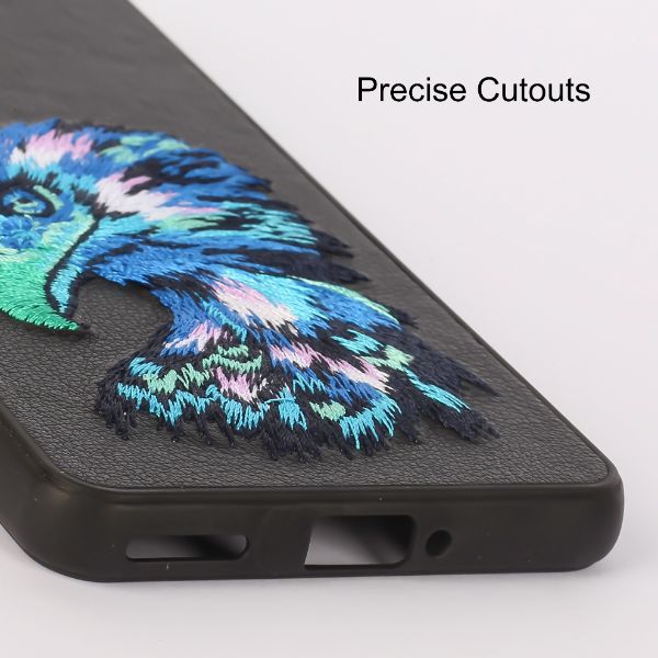 Black Leather Blue Eagle Ornamented for Oneplus 9R - The Hatke