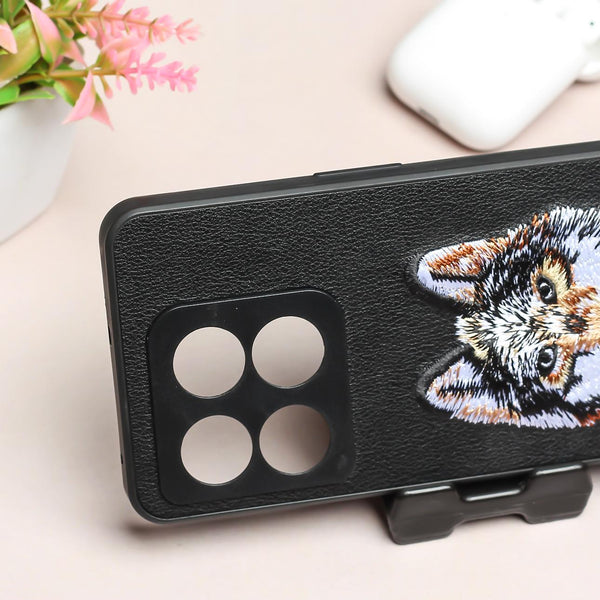 Black Leather Brown Fox Camera Ornamented for Oneplus 10T - The Hatke