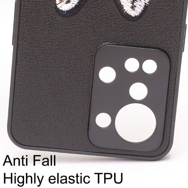 Black Leather Brown Fox Ornamented for Oneplus Nord 2T - The Hatke