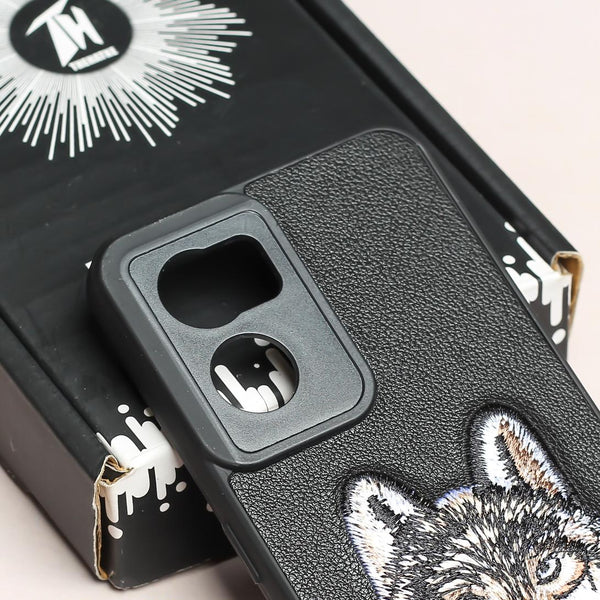 Black Leather Brown Fox Ornamented for Oneplus Nord CE 2 - The Hatke
