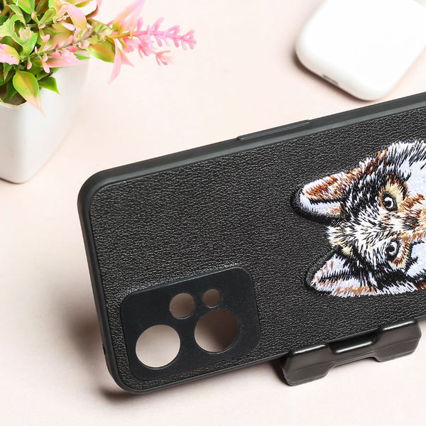 Black Leather Brown Fox Ornamented for Oneplus Nord CE 2 Lite - The Hatke