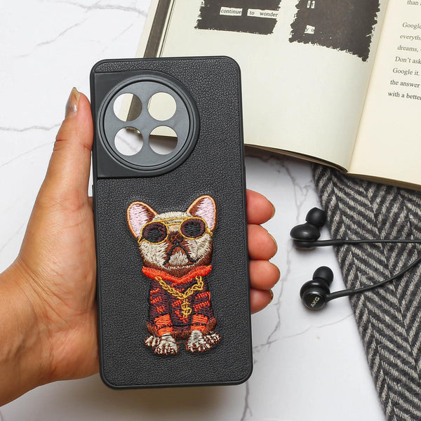 Black Leather Bulldog Ornamented for Oneplus 11R - The Hatke