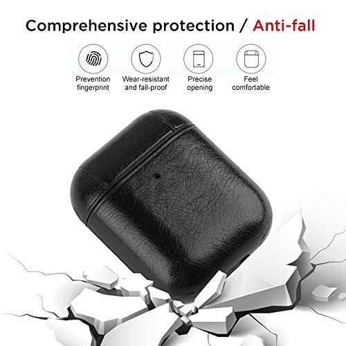 Black Leather Case For Apple Airpods 1/2 - The Hatke