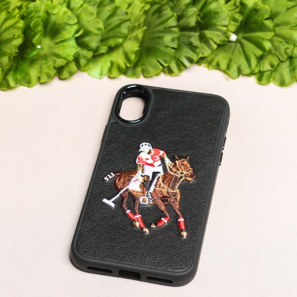 Black Leather Horse rider Ornamented for Apple iPhone X/xs - The Hatke