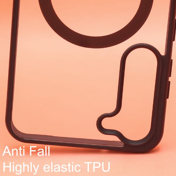 Black MagSafe Clear Transparent Silicone case for Samsung S22 Plus - The Hatke