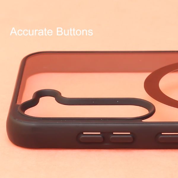 Black MagSafe Clear Transparent Silicone case for Samsung S22 Plus - The Hatke