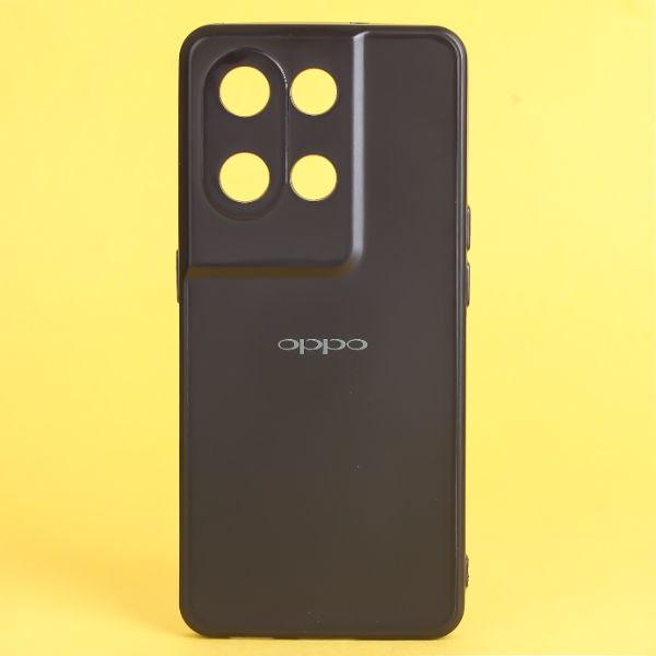 Black Metallic Finish Silicone Case for Oppo Reno 8 Pro - The Hatke