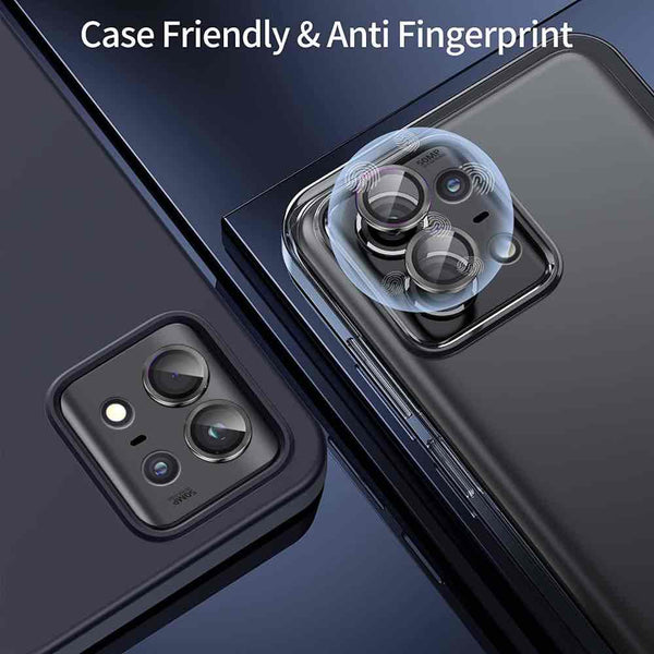 Black Metallic camera ring lens guard for Motorola Edge 50 pro 5g - The Hatke