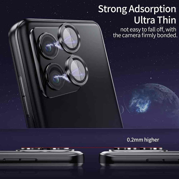 Black Metallic camera ring lens guard for Motorola Edge 50 pro 5g - The Hatke