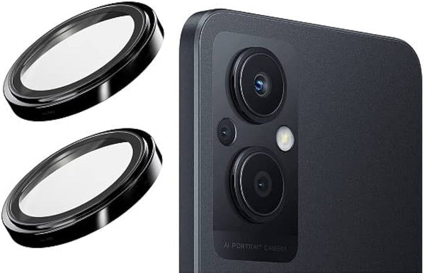 Black Metallic camera ring lens guard for Oppo F21 Pro 5G - The Hatke