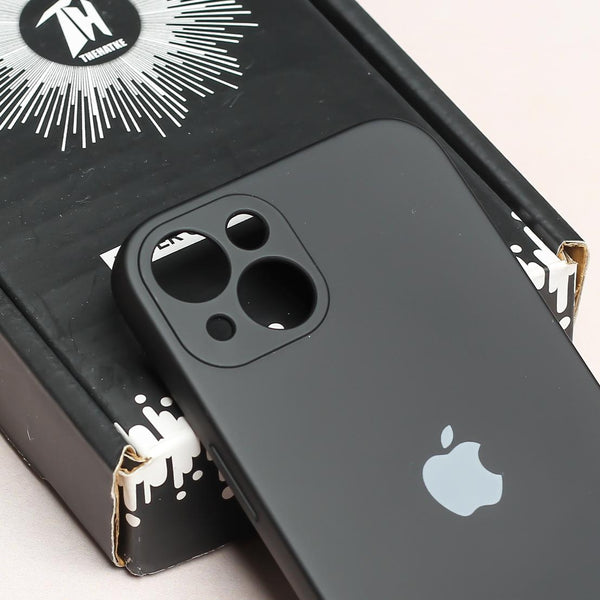 Black Original Camera Safe Silicone case for Apple iphone 13 - The Hatke