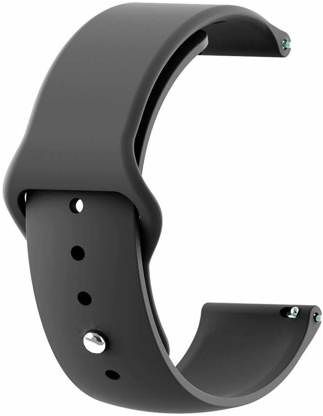 Black Plain Silicone Strap For Smart Watch (22mm) - The Hatke