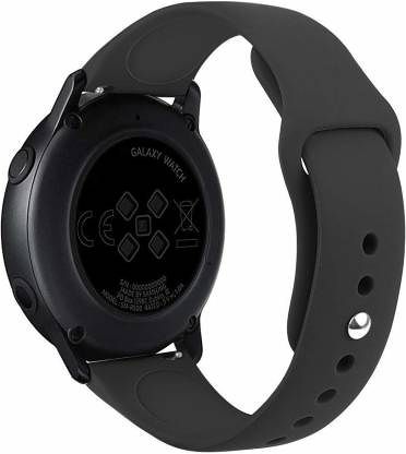 Black Plain Silicone Strap For Smart Watch (22mm) - The Hatke