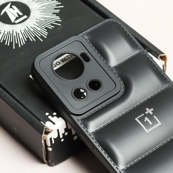 Black Puffon silicone case for Oneplus 10R - The Hatke