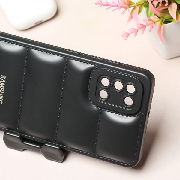 Black Puffon silicone case for Samsung A31 - The Hatke
